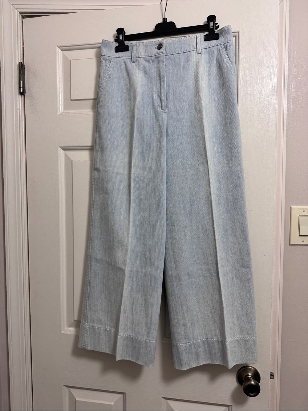 Akris Punto Light Blue Denim Wide-Leg Pants